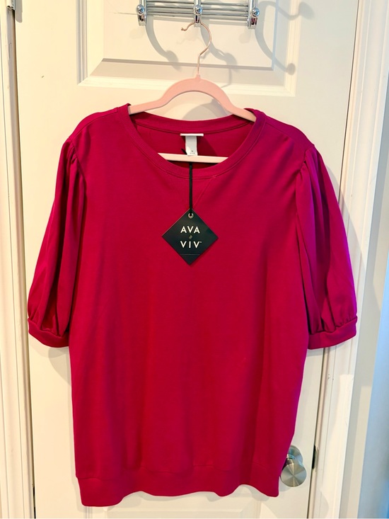 Ava & Viv Tops - NWT Ava & Viv Women's Fuchsia Puff Sleeve Top